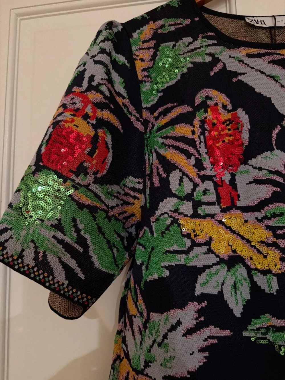 Zara Tropical Parrot Knit Dress – NWT | Size Small